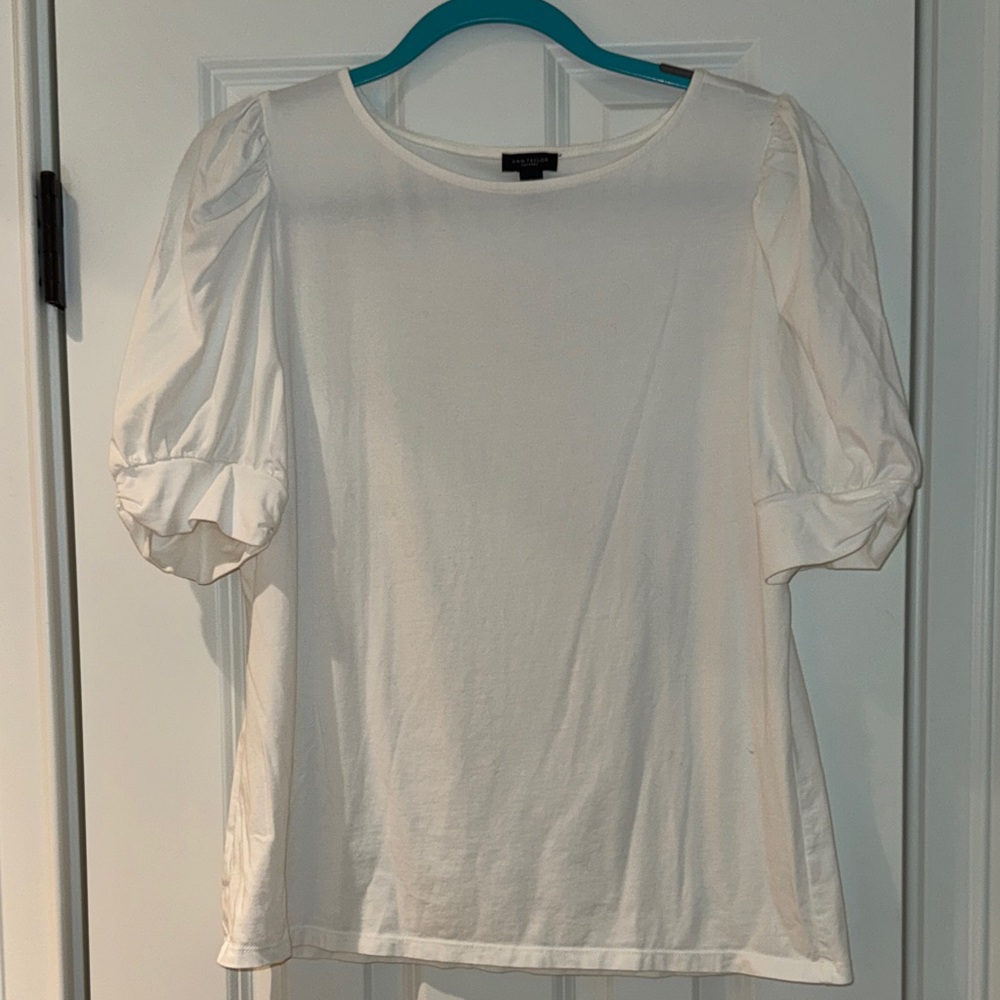Ann Taylor Cream Puff-Sleeve Blouse